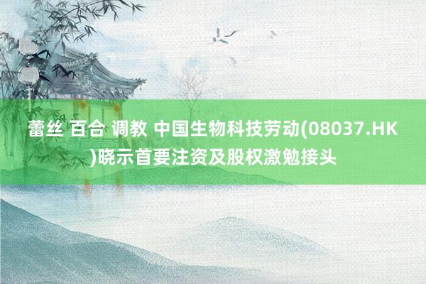 蕾丝 百合 调教 中国生物科技劳动(08037.HK)晓示首要注资及股权激勉接头