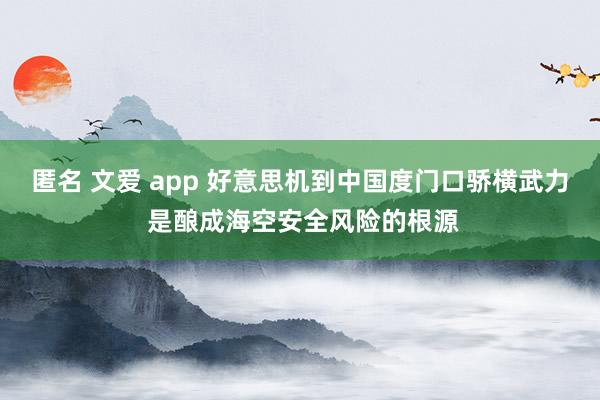 匿名 文爱 app 好意思机到中国度门口骄横武力 是酿成海空安全风险的根源