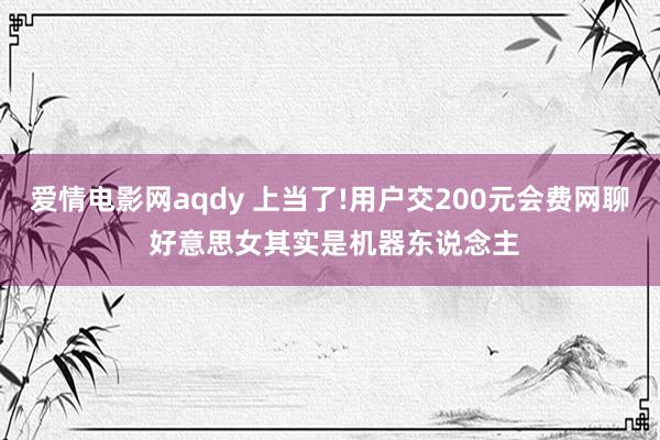 爱情电影网aqdy 上当了!用户交200元会费网聊 好意思女其实是机器东说念主